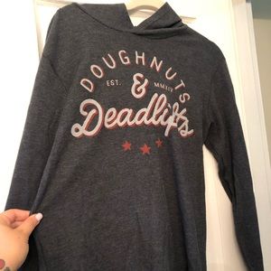 Doughnuts and Deadlifts thermal hoodie M